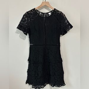 H&M Black 3 Tiered Lace Evening Dress Size 8 NWT